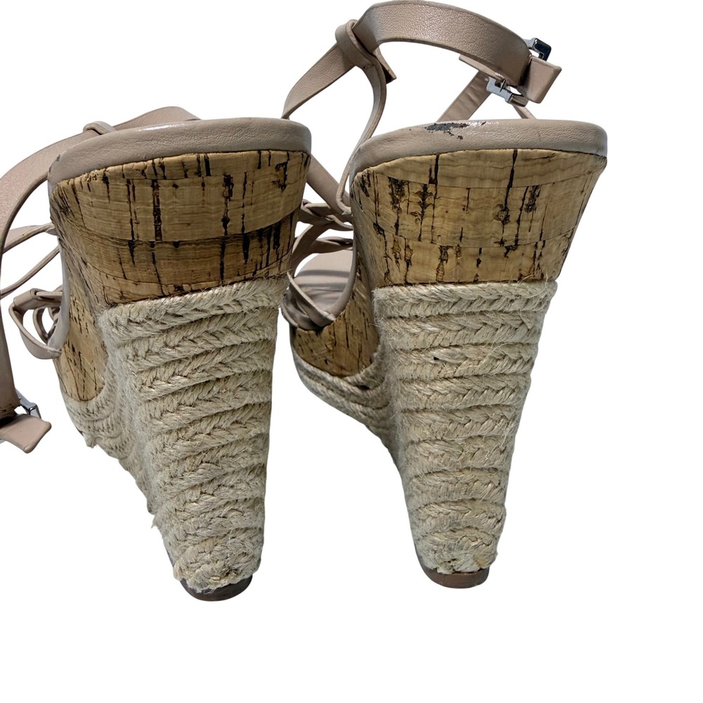 Charles by Charles David Nude Strappy Espadrille Cork Wedge Sandals 9M‎ Summer - Picture 6 of 16